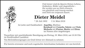 Traueranzeige Dieter Meidel