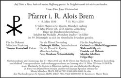Traueranzeige Alois Brem