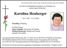 Traueranzeige Karolina Heuberger
