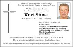 Traueranzeige Kurt Stüwe