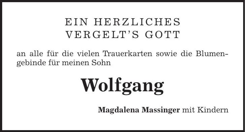 Traueranzeige Wolfgang Massinger