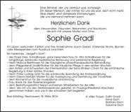 Traueranzeige Sophie Gradl