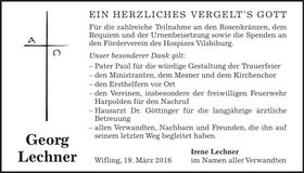 Traueranzeige Georg Lechner