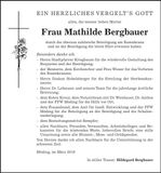 Traueranzeige Mathilde Bergbauer