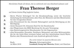 Traueranzeige Therese Berger