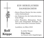Traueranzeige Rolf Köppe