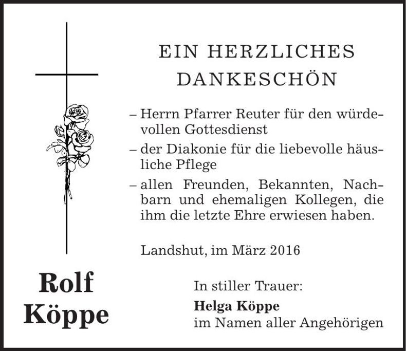Traueranzeige Rolf Köppe