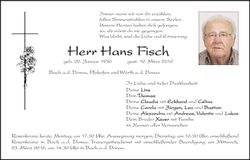 Traueranzeige Hans Fisch