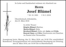 Traueranzeige Josef Blümel