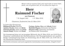 Traueranzeige Raimnund Fischer