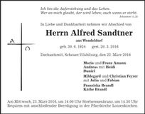 Traueranzeige Alfred Sandtner