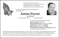Traueranzeige Anton Feyrer