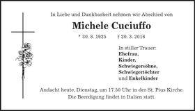 Traueranzeige Michele Cuciuffo