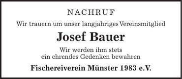 Traueranzeige Josef Bauer