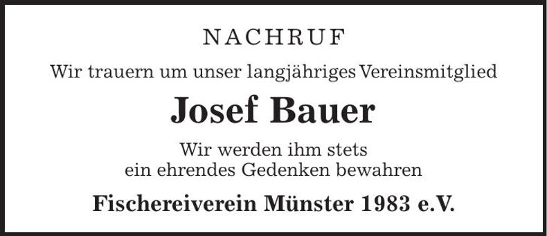 Traueranzeige Josef Bauer