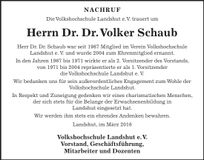 Traueranzeige Volker Schaub