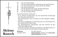 Traueranzeige Helene Rausch
