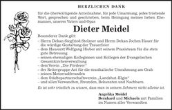 Traueranzeige Dieter Meidel