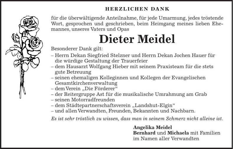 Traueranzeige Dieter Meidel
