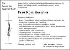 Traueranzeige Rosa Kerscher