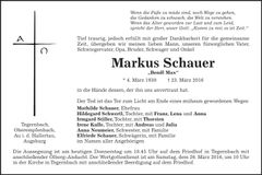 Traueranzeige Markus Schauer