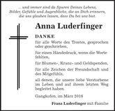 Traueranzeige Anna Luderfinger