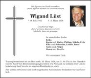 Traueranzeige Wigand Lüst