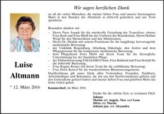 Traueranzeige Luise Altmann