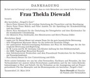 Traueranzeige Thekla Diewald