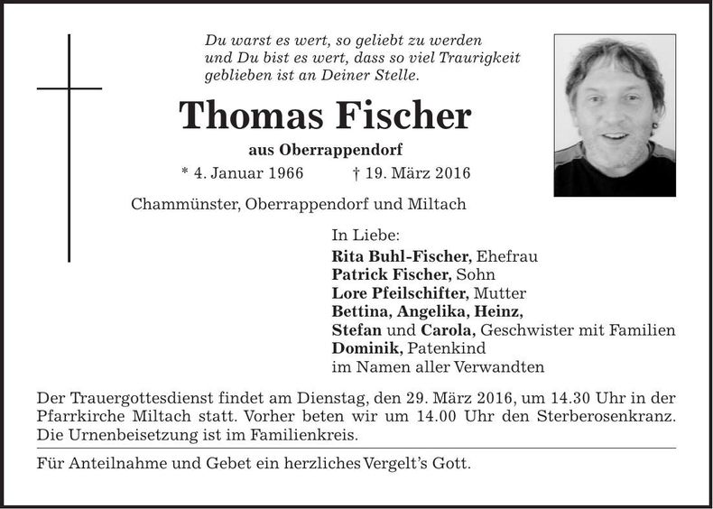 Traueranzeige Thomas Fischer