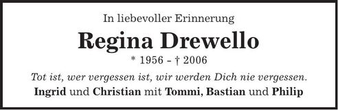 Traueranzeige Regina Drewello