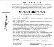 Traueranzeige Michael Oberhofer