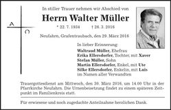 Traueranzeige Walter Müller