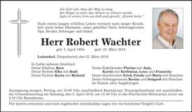 Traueranzeige Robert Wachter
