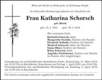 Traueranzeige Katharina Schorsch