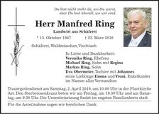 Traueranzeige Ring Manfred