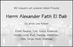 Traueranzeige Alexander Fath el Bab