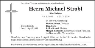 Traueranzeige Michael Strobl
