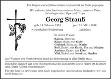 Traueranzeige Georg Strauß