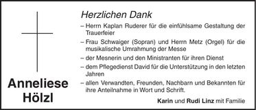 Traueranzeige Anneliese Hölzl