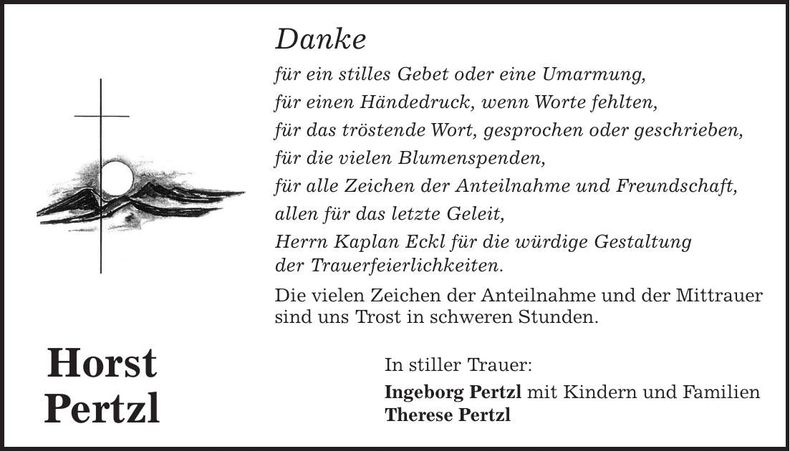Traueranzeige Horst Pertzl
