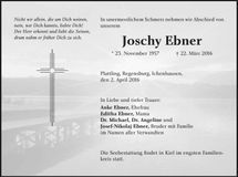 Traueranzeige Joschy Ebner