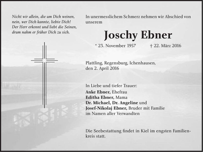 Traueranzeige Joschy Ebner
