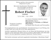 Traueranzeige Robert Fischer