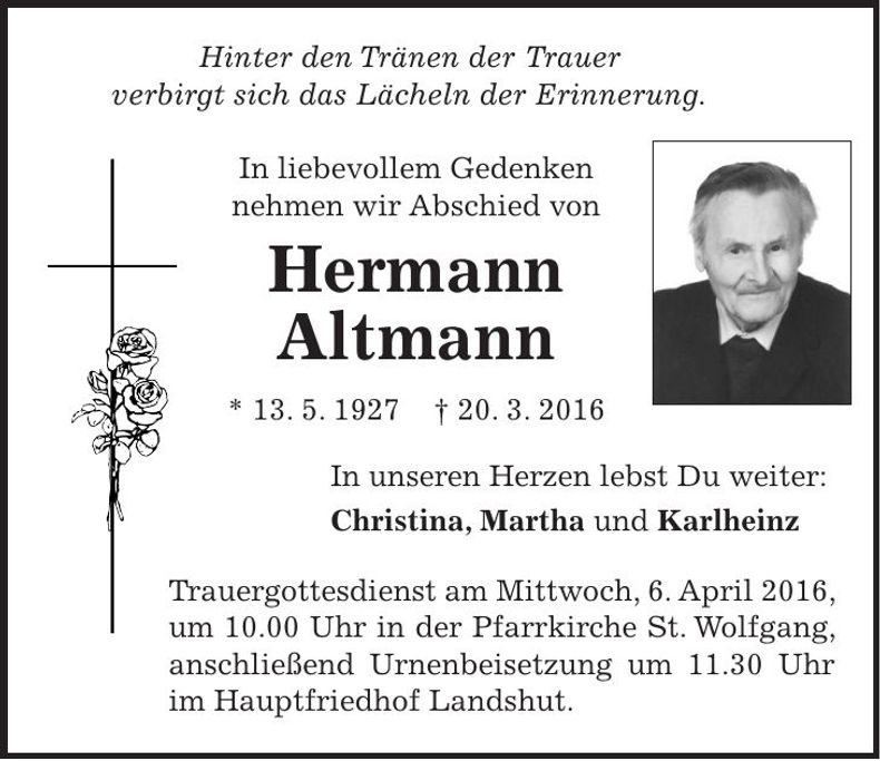 Traueranzeige Hermann Altmann
