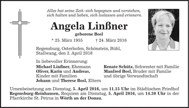 Traueranzeige Angela Linßner