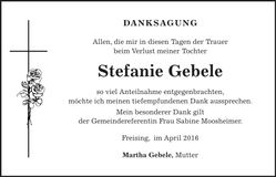 Traueranzeige Stefanie Gebele