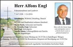Traueranzeige Alfons Engl