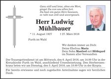Traueranzeige Ludwig Mühlbauer