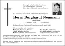 Traueranzeige Burghardt Neumann